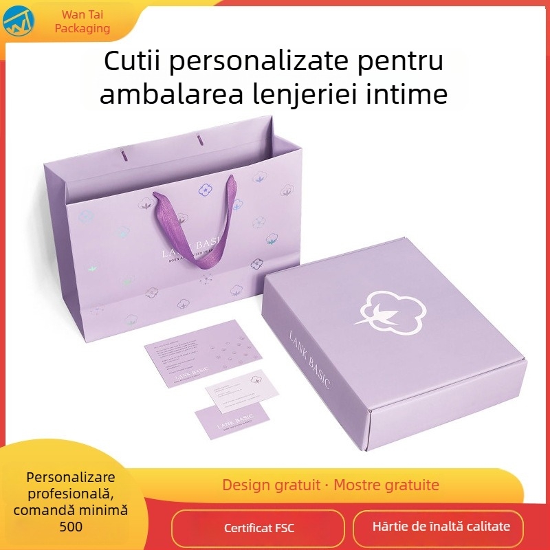 Cutie de ambalaj colorată personalizată pentru lenjerie cu capac – cutie cadou pentru sutien, din carton pliabil