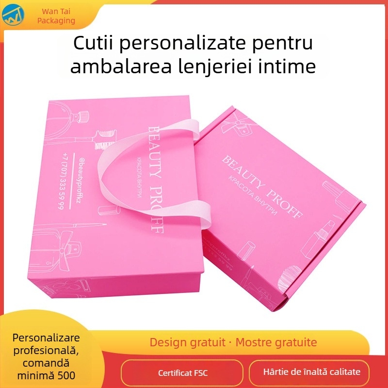 Cutie de ambalaj colorată personalizată pentru lenjerie cu capac – cutie cadou pentru sutien, din carton pliabil