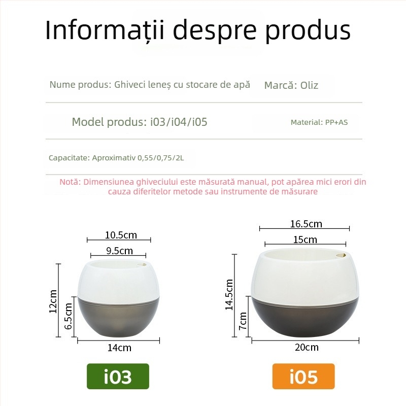 Oulinze ghiveci rotund bicolor din plastic, auto-udare