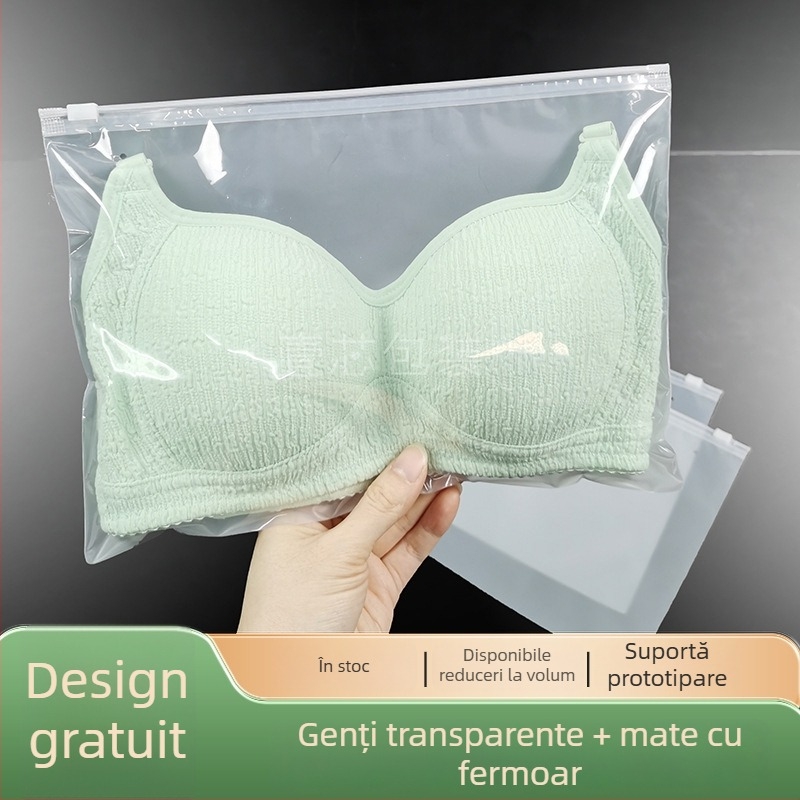 Geantă de depozitare pentru sutiene din PE, cu fermoar și imprimare logo, ambalaj lenjerie