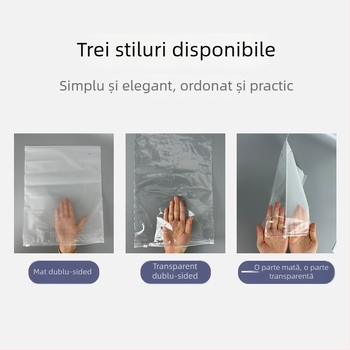 Pungă transparentă mată cu fermoar, auto-sigilantă din PE pentru haine, lenjerie și șosete (EVA)