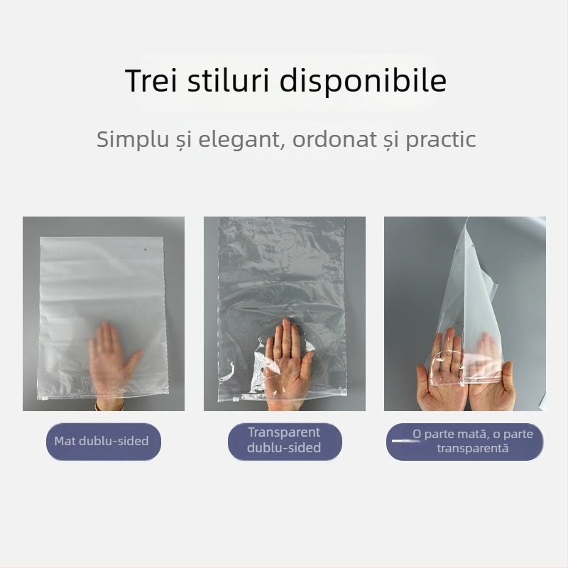 Pungă transparentă mată cu fermoar, auto-sigilantă din PE pentru haine, lenjerie și șosete (EVA)
