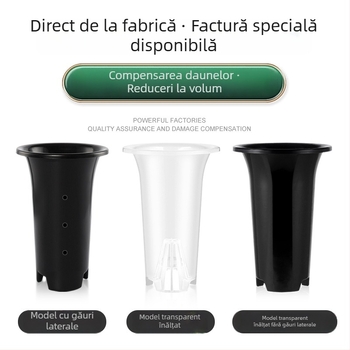 Ghiveci transparent pentru orhidee, înalt, mare, respirabil, negru, fără găuri laterale