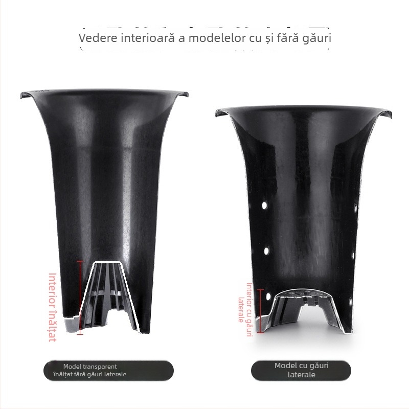 Ghiveci transparent pentru orhidee, înalt, mare, respirabil, negru, fără găuri laterale