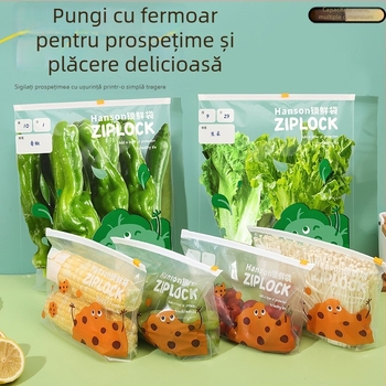 Pungă de depozitare alimentară cu fermoar, de grosime, pentru bucătărie și frigider, sigilare automată