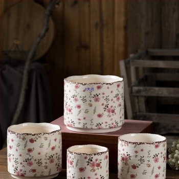 Ghiveci ceramic cu stil vintage proaspăt, lux discret pentru casă, pentru suculente, pothos și Phalaenopsis, disponibil în dimensiuni mari și mici
