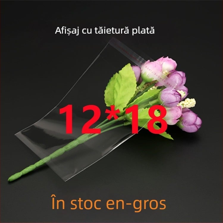 Pungă transparentă autoadezivă din plastic pentru bijuterii, 12x15 cm, pungă mică imprimabilă