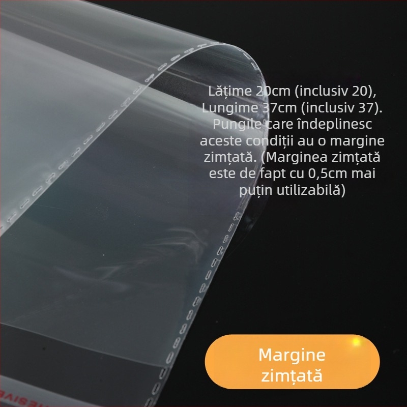 Pungă OPP autoadezivă, foarte transparentă, lățime 29 cm, sigilat automat, fără imprimare logo