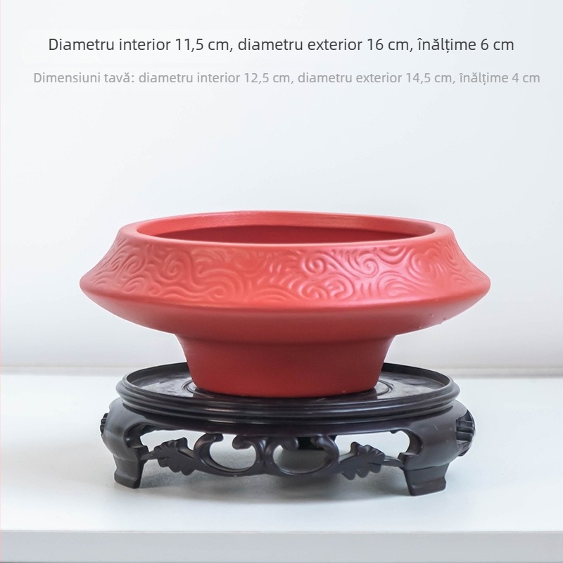 Ghiveci ceramic hidropnic cu bilă de mușchi, design chinezesc, pentru birou, cu suport