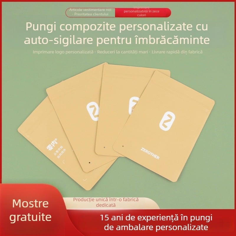 Saci auto-sigilante personalizate pentru haine din materiale compozite, saci groși pentru lenjerie, hârtie Kraft, realizate la comandă pentru bărbați și femei, groși și durabili.