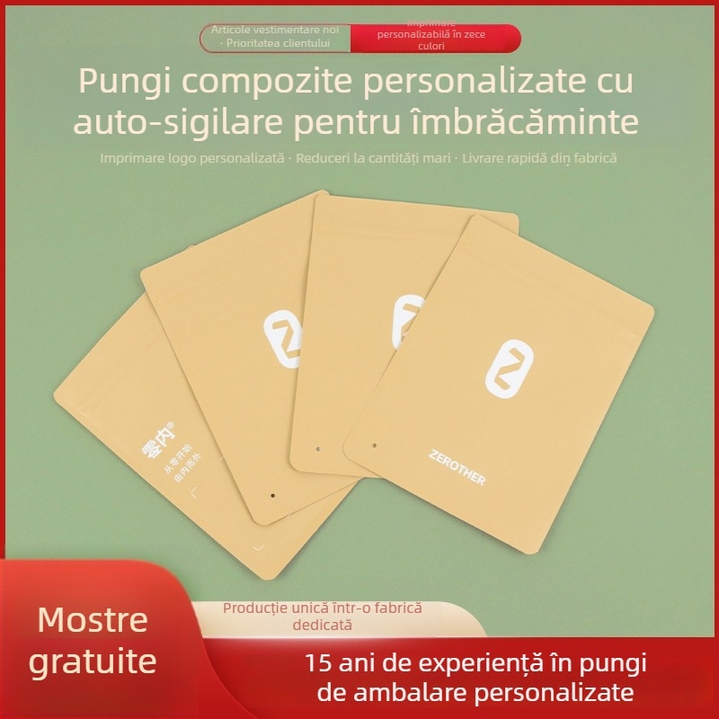 Saci auto-sigilante personalizate pentru haine din materiale compozite, saci groși pentru lenjerie, hârtie Kraft, realizate la comandă pentru bărbați și femei, groși și durabili.