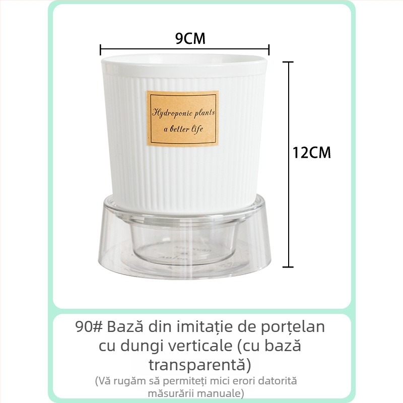 Ghiveci din rășină simplu, aspect ceramic, alb, cu farfurie, pentru plantele de birou și suculente