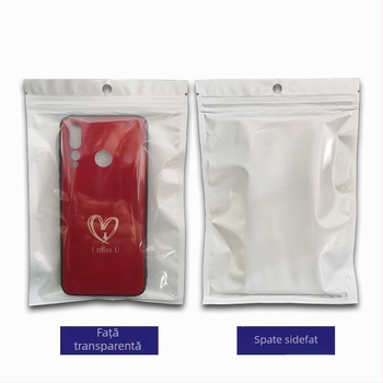 MingAn pungă de ambalare pentru husă de telefon, sigiliu Yin-Yang, pungă de plastic transparentă, auto-închisă, albă