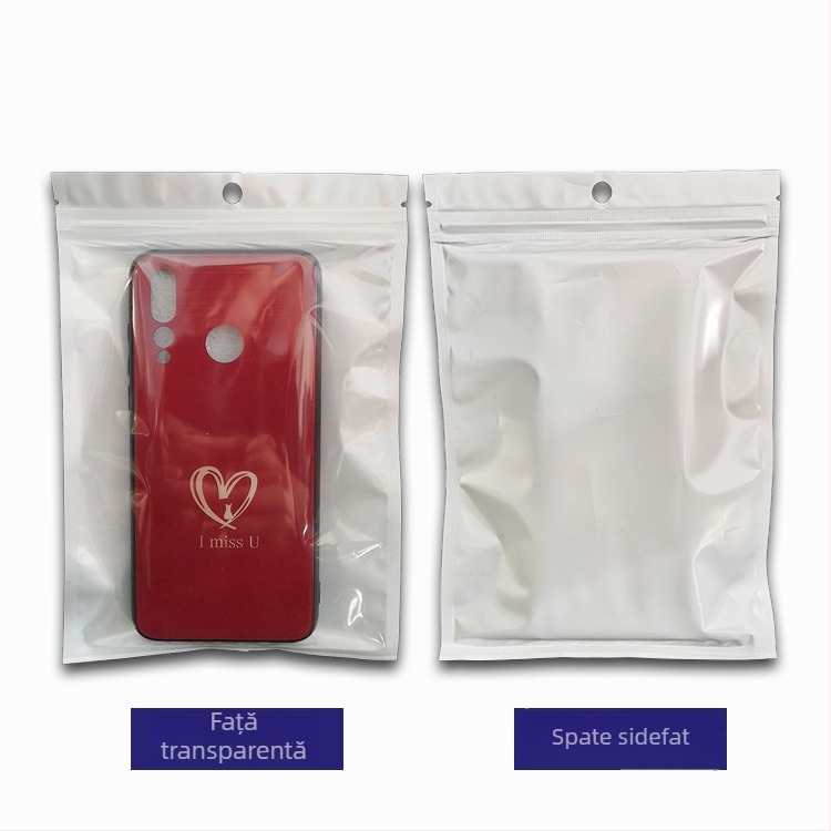 MingAn pungă de ambalare pentru husă de telefon, sigiliu Yin-Yang, pungă de plastic transparentă, auto-închisă, albă