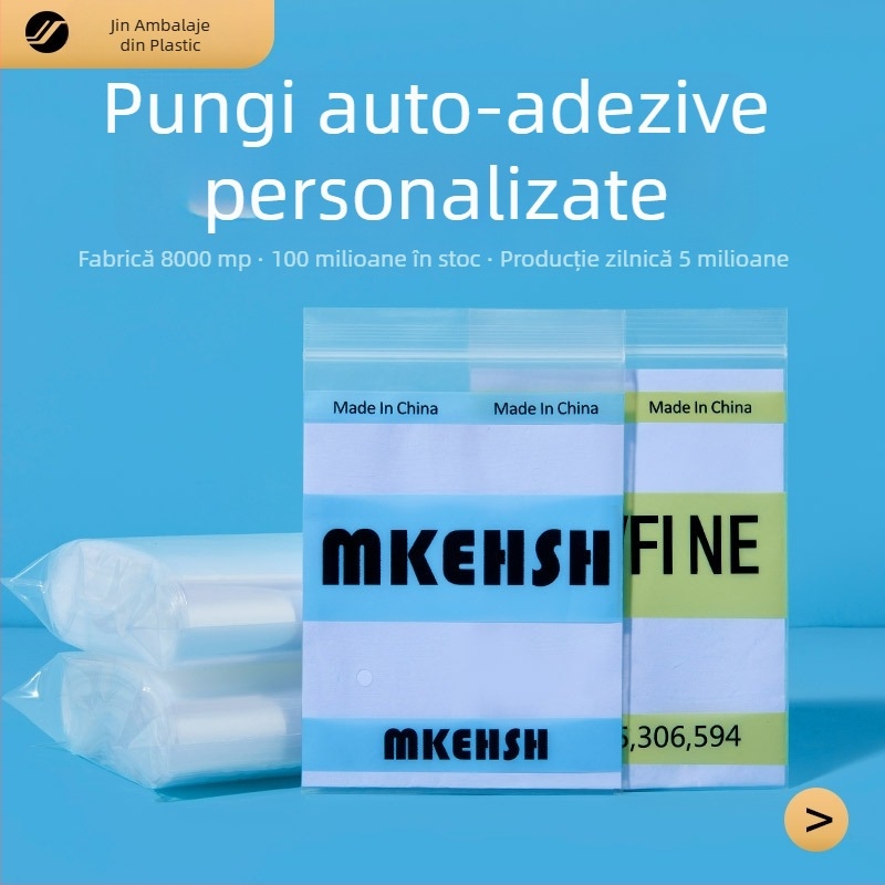 Pungi transparente PE pentru ambalarea alimentelor și a hainelor, cu închidere tip fermoar