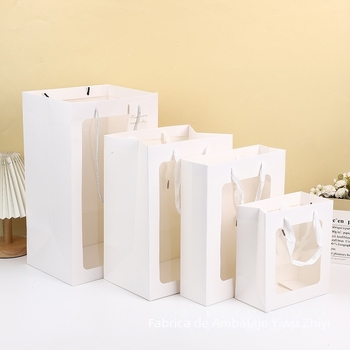 Genți de carton albe pentru ambalarea cosmeticelor și a hainelor, sacoșe de mână pentru cadouri cu imprimare de logo, ambalaj personalizat
