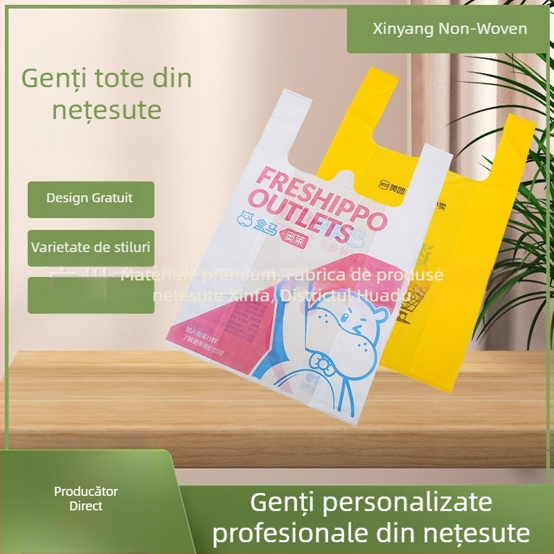 Geantă din material nețesut, personalizabilă, stil vestă, finisaj laminat, geantă ecologică pentru cumpărături și livrări