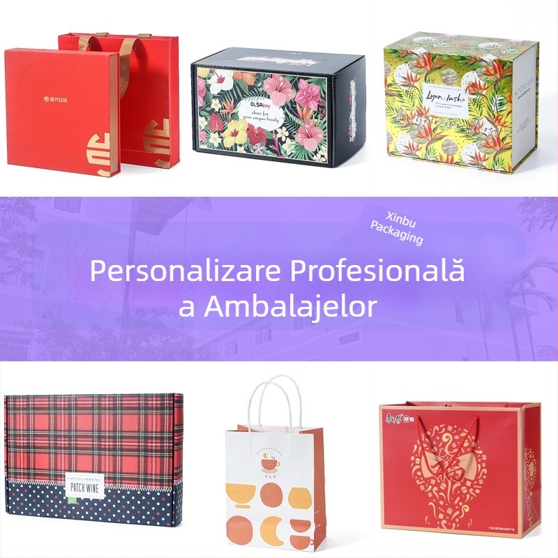 Geantă albă din hârtie kraft, personalizată pentru haine, cumpărături și cadouri, cu imprimare logo
