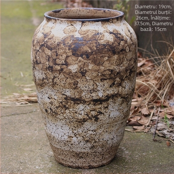 Vază de flori din ceramică lucrată manual, teracotă în stil wabi-sabi, vază pentru flori uscate, decor zen pentru podea
