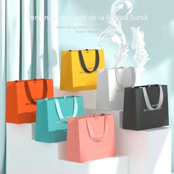 Geantă de hârtie personalizată, imprimată, pentru ambalare de marcă, cu logo, potrivită pentru cosmetice, electronice, ceai și îmbrăcăminte