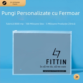 Pungă transparentă PE cu închidere automată, personalizată; pentru componente de fermoar ale hainelor