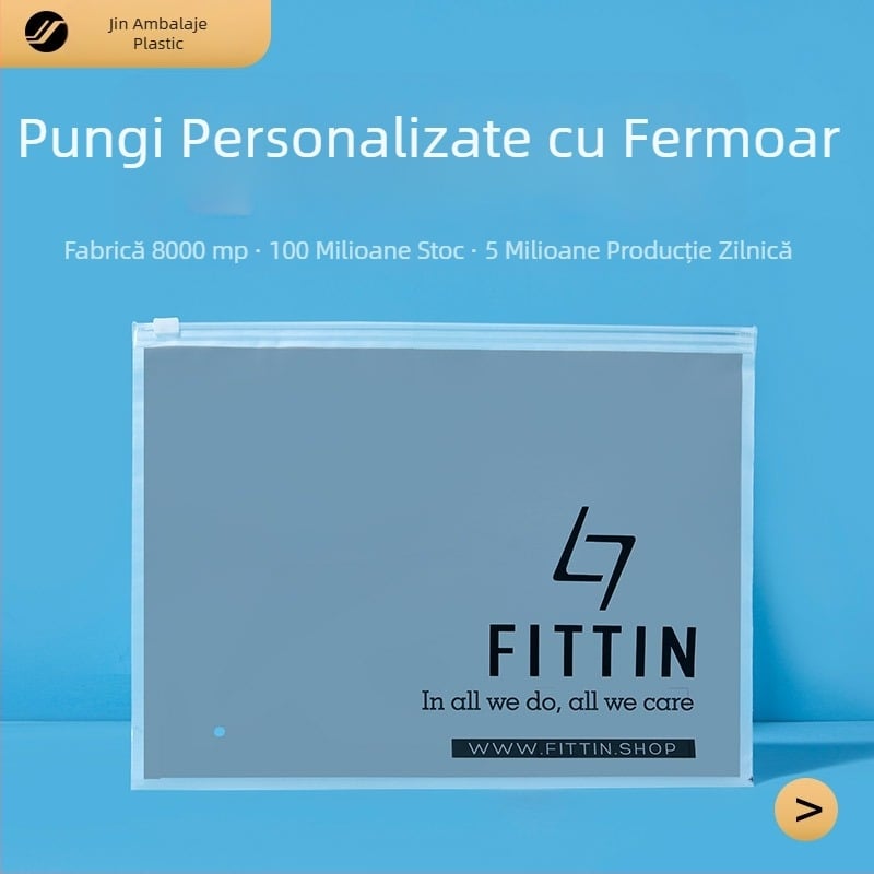 Pungă transparentă PE cu închidere automată, personalizată; pentru componente de fermoar ale hainelor