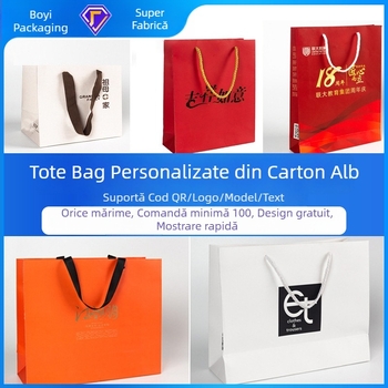Genți Tote personalizate cu logo pentru magazine de ochelari și îmbrăcăminte – Genți de cadouri din carton alb, calitate superioară