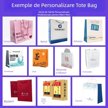 Genți Tote personalizate cu logo pentru magazine de ochelari și îmbrăcăminte – Genți de cadouri din carton alb, calitate superioară