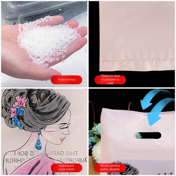 Geantă tote din plastic personalizată pentru magazinul de îmbrăcăminte – mâner cu patru degete, pentru haine, pantofi și accesorii