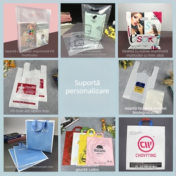 Geantă tote din plastic personalizată pentru magazinul de îmbrăcăminte – mâner cu patru degete, pentru haine, pantofi și accesorii