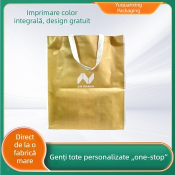 Geantă cadou laminată, din material nețesut, personalizabilă, cu mâneri – pentru haine și cumpărături
