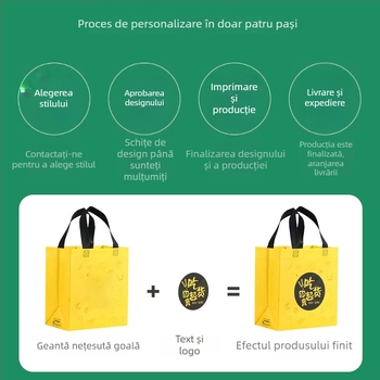 Geantă cadou laminată, din material nețesut, personalizabilă, cu mâneri – pentru haine și cumpărături