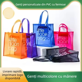 Geantă cadou din PVC, finisaj mat și colorat, pentru ambalarea hainelor