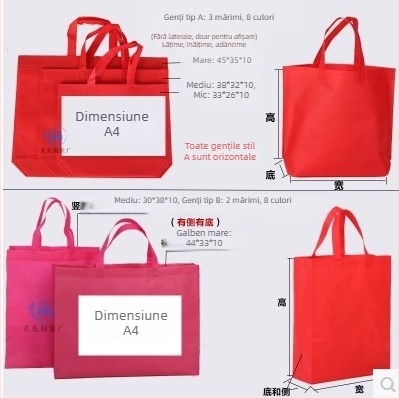 Geantă pliabilă din material nețesut, personalizabilă, cu Velcro