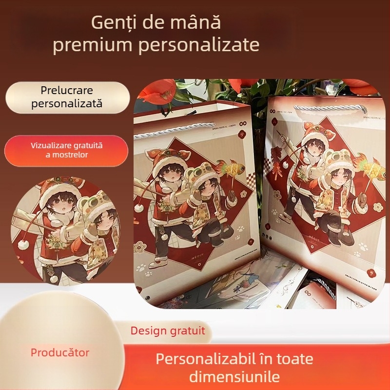 Genți de cadou personalizate, lux pentru magazine de îmbrăcăminte, genți elegante cu bază pătrată