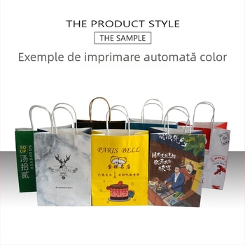 Geantă din hârtie Kraft cu mânere, ambalare pentru cadouri și haine, logo personalizat, bază pătrată