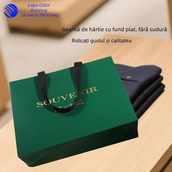 Geantă de hârtie plată pentru îmbrăcăminte de lux, cu logo imprimat, personalizabilă, vânzare en gros.