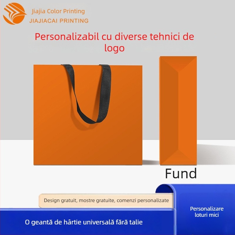 Geantă de hârtie plată pentru îmbrăcăminte de lux, cu logo imprimat, personalizabilă, vânzare en gros.