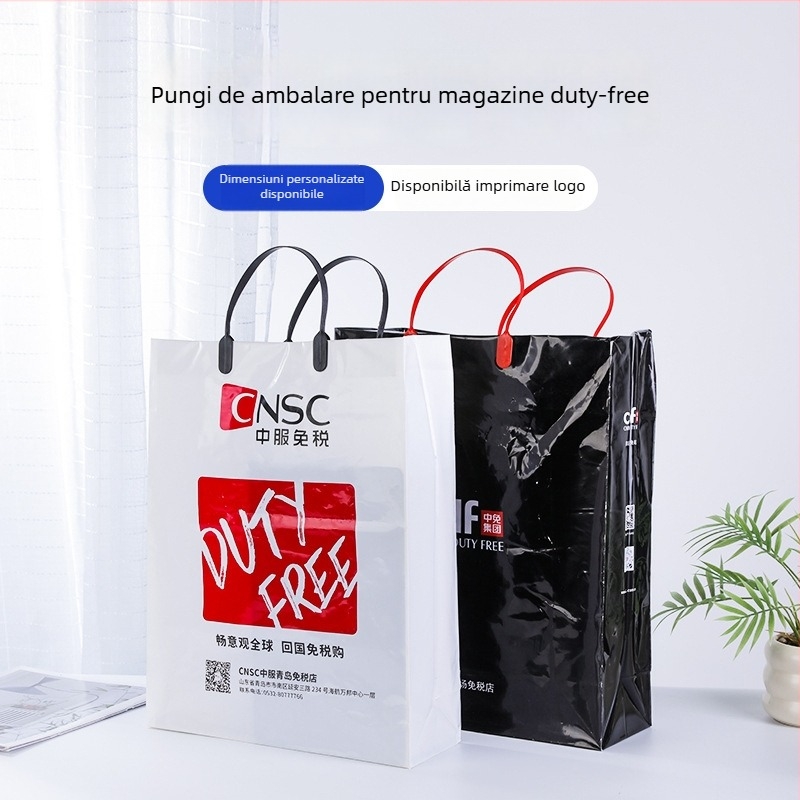 Genți tote personalizate pentru magazine duty-free, pungi din plastic pentru haine și cadouri, genți de cumpărături mall, pungi de ambalare cu capacitate mare