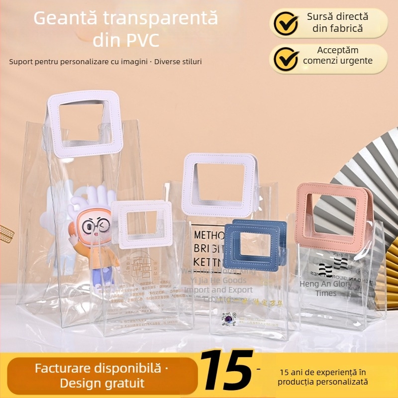 Geantă de mână din PVC, aspect piele personalizabil, geantă de cadouri transparentă, impermeabilă, pentru bomboane de nuntă