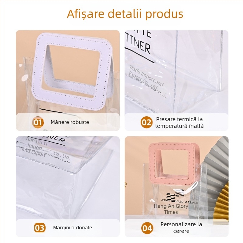 Geantă de mână din PVC, aspect piele personalizabil, geantă de cadouri transparentă, impermeabilă, pentru bomboane de nuntă