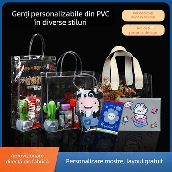 Geantă din PVC transparentă, cu imprimeu color, geantă de cosmetice cu design graffiti și motiv lapte-jeleu