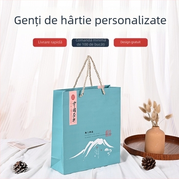 Yunsu Geantă din carton alb, personalizată pentru magazin de haine — pungă de hârtie pentru cumpărături și cadouri de sărbători cu logo imprimat