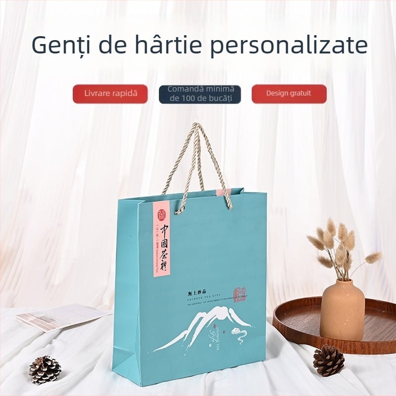 Yunsu Geantă din carton alb, personalizată pentru magazin de haine — pungă de hârtie pentru cumpărături și cadouri de sărbători cu logo imprimat