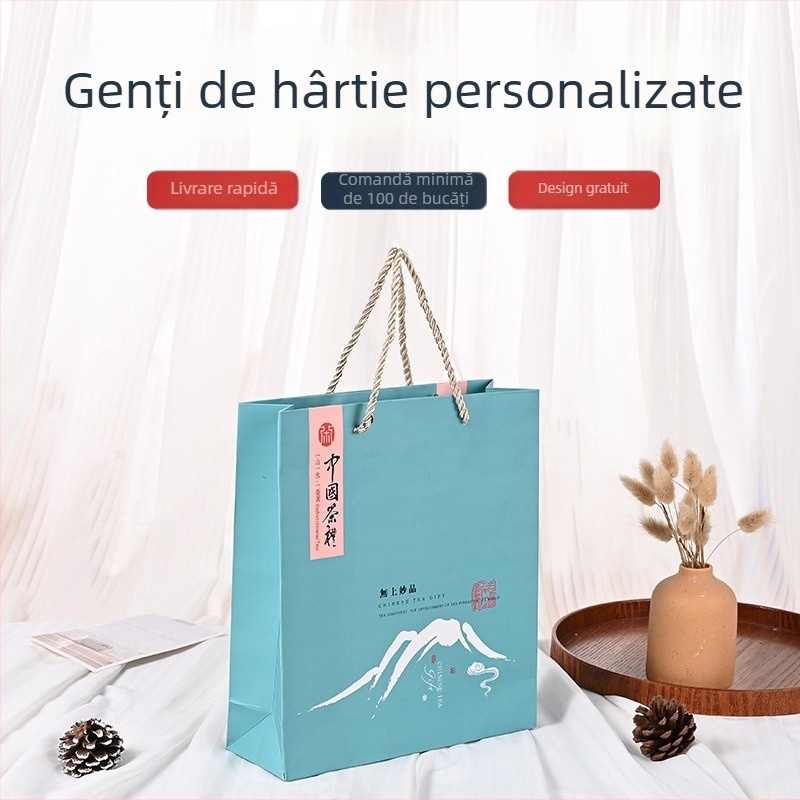 Yunsu Geantă din carton alb, personalizată pentru magazin de haine — pungă de hârtie pentru cumpărături și cadouri de sărbători cu logo imprimat
