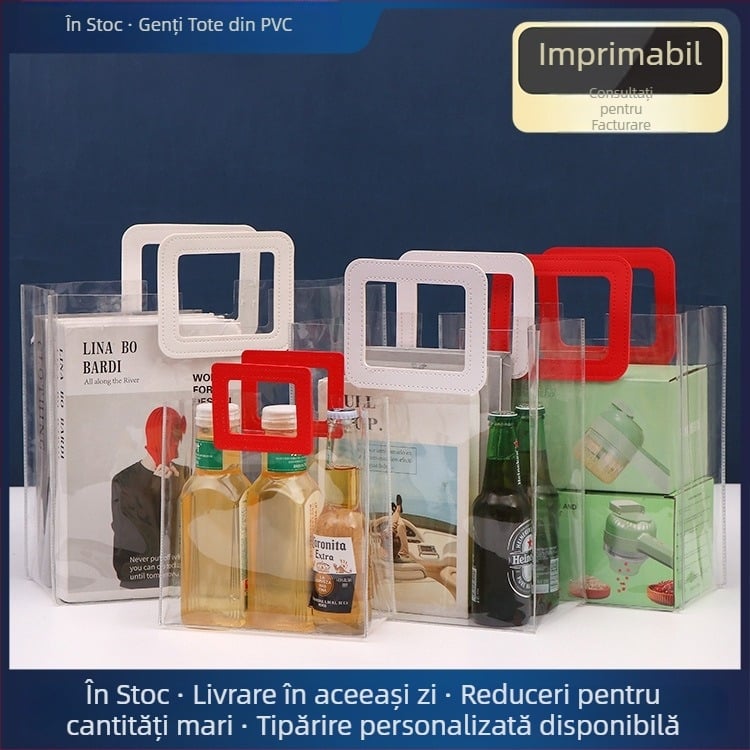 Geantă de cadouri din PVC transparentă, personalizabilă, pentru bomboane, cadouri și favoruri de nuntă