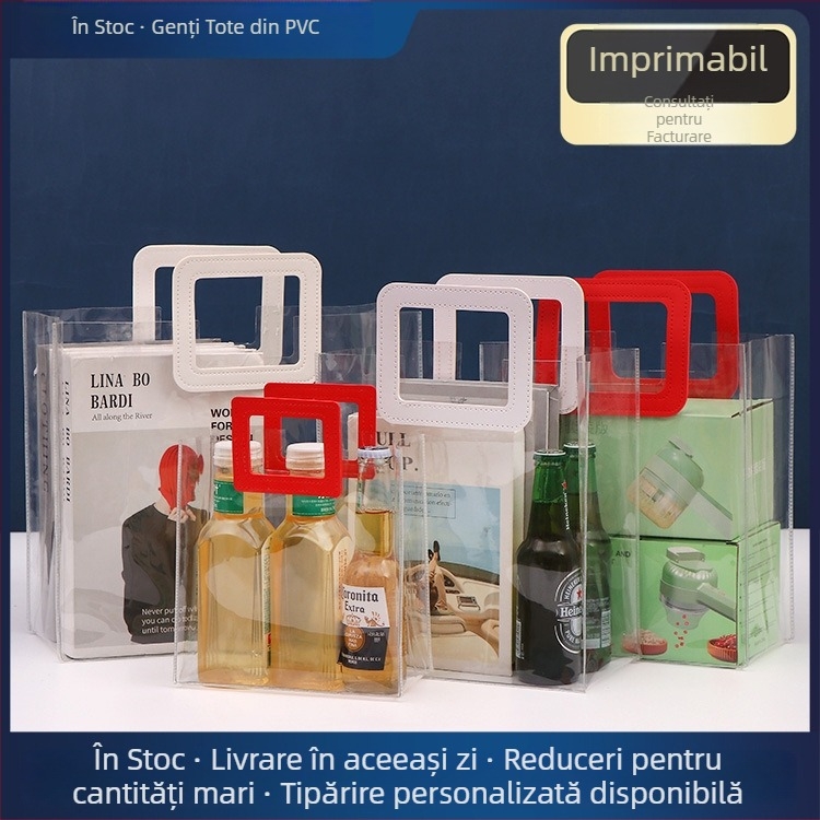 Geantă de cadouri din PVC transparentă, personalizabilă, pentru bomboane, cadouri și favoruri de nuntă