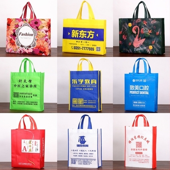 Geantă tote din material nețesut laminat, cu logo imprimat