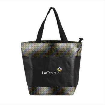 Geantă tote din material nețesut laminat, cu logo imprimat