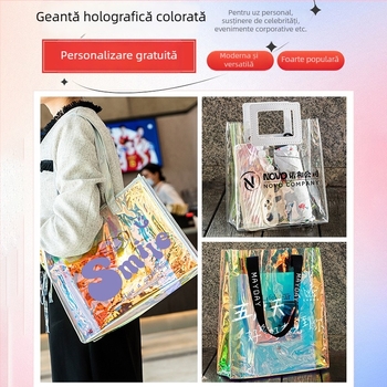 Geantă de mână personalizată din PVC cu laser, TPU colorat (material EVA) – geantă de cumpărături / cadou